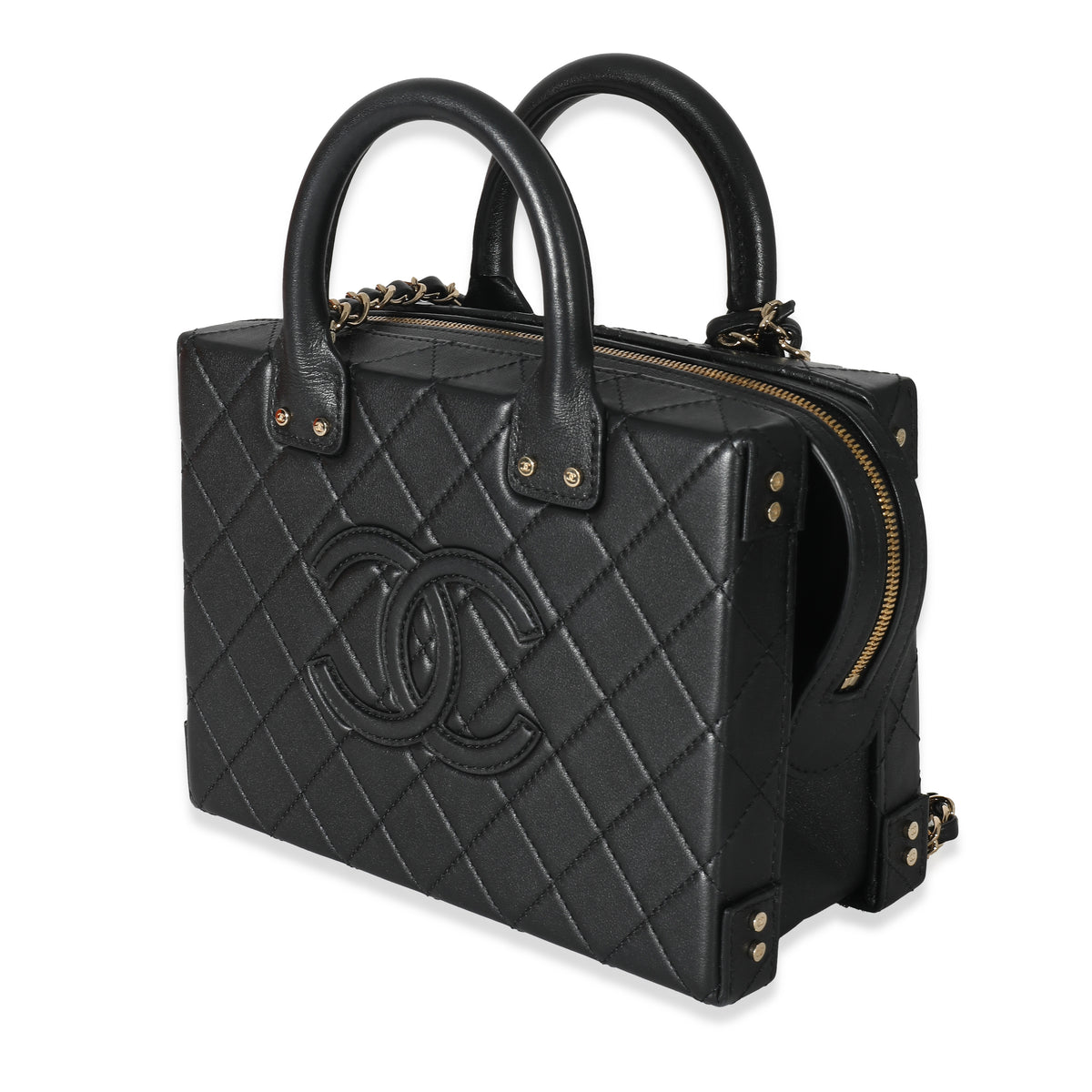 22B Black Quilted Calfskin Vanity Case