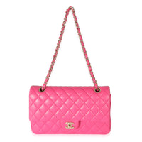 16C Pink Quilted Lambskin Medium Classic Double Flap Bag