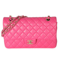 16C Pink Quilted Lambskin Medium Classic Double Flap Bag