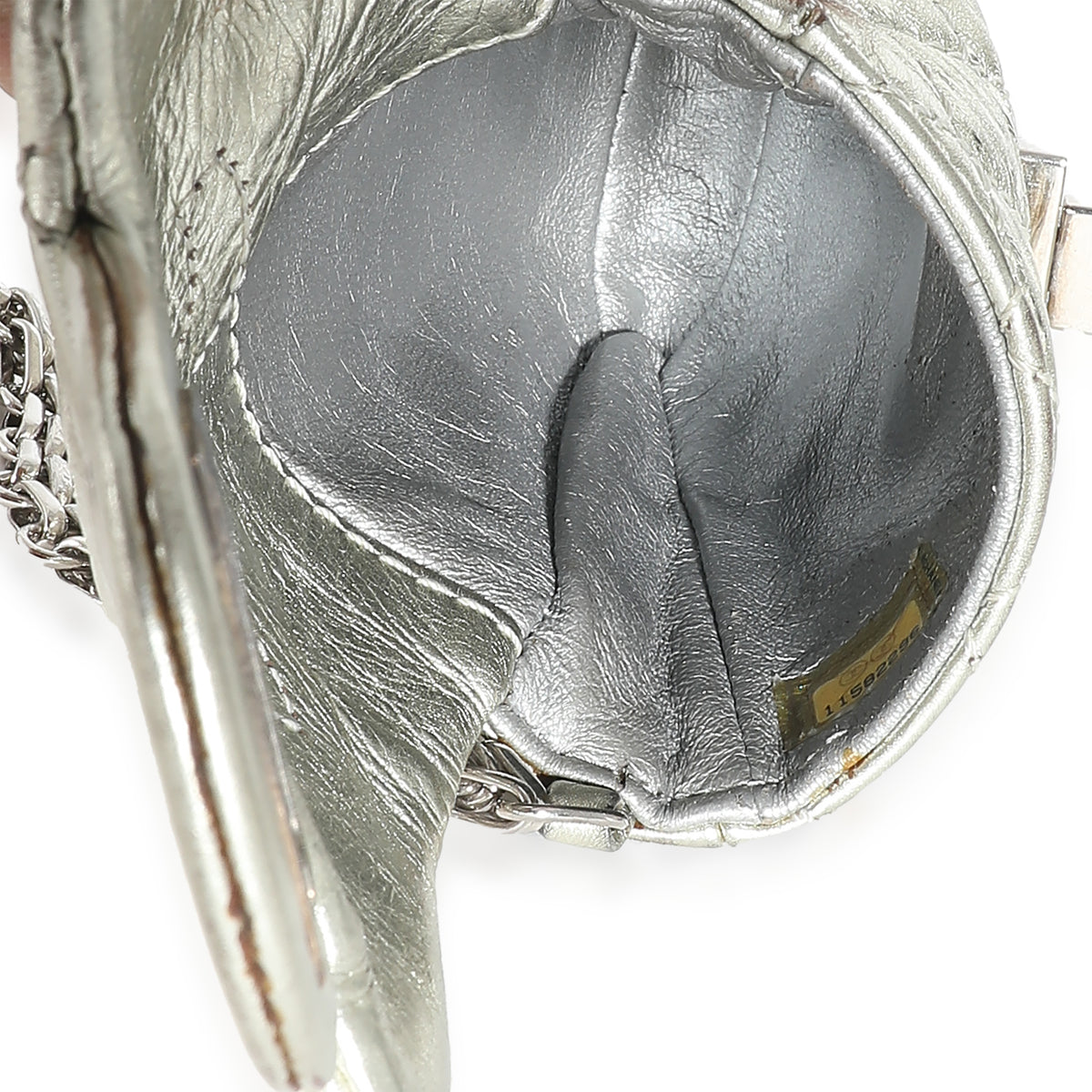 Silver Metallic Aged Calfskin Quilted 2.55 Reissue Phone Case