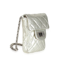 Silver Metallic Aged Calfskin Quilted 2.55 Reissue Phone Case