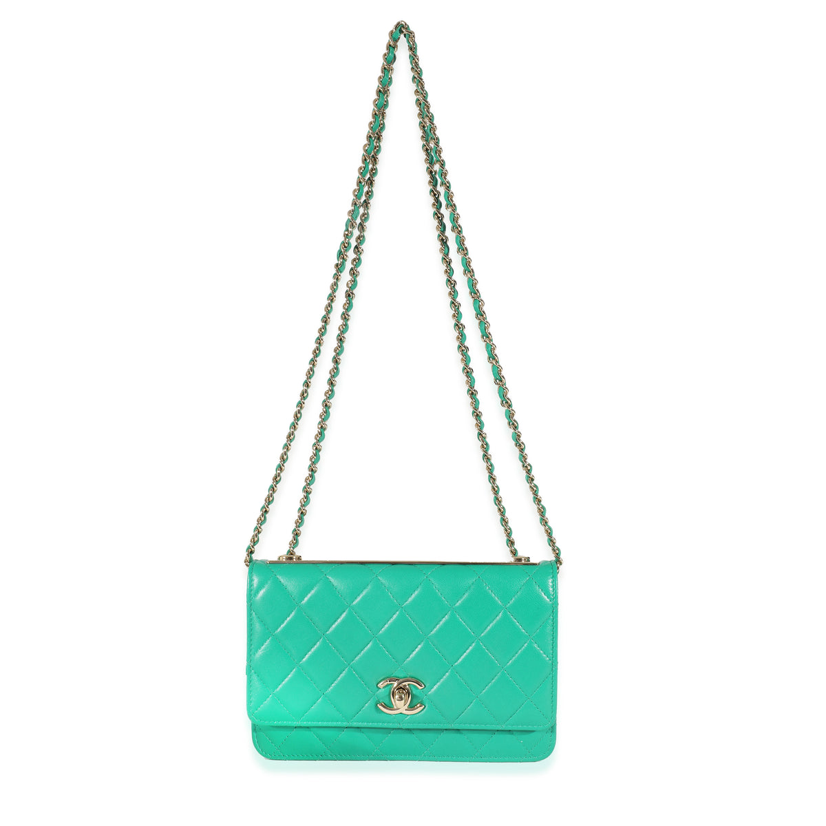 Chanel Green Quilted Lambskin Trendy Wallet On Chain Handbag av