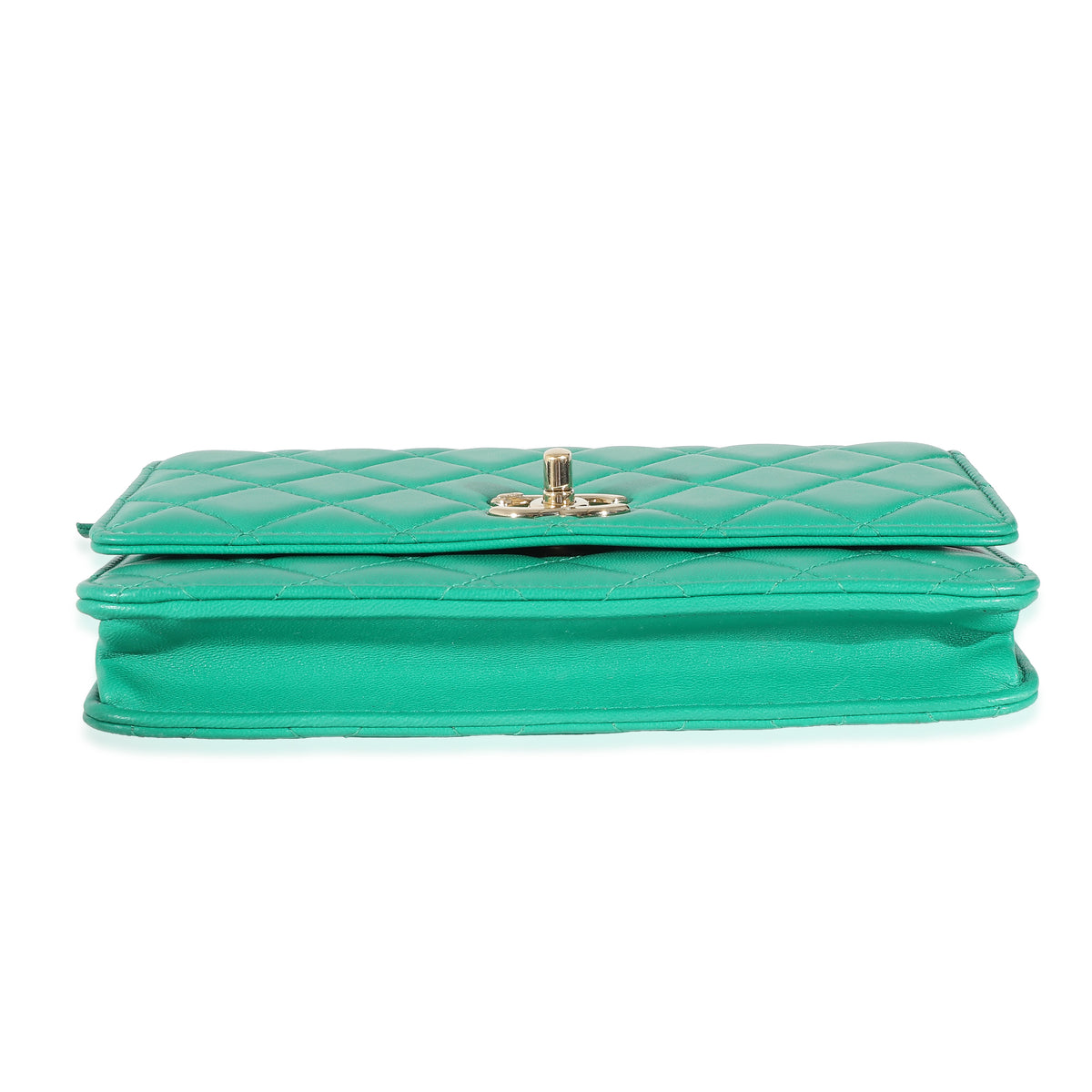 Chanel Green Quilted Lambskin Trendy Wallet On Chain Handbag box