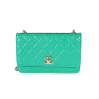 Chanel Green Quilted Lambskin Trendy Wallet On Chain Handbag fv