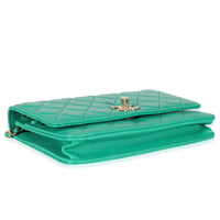 Chanel Green Quilted Lambskin Trendy Wallet On Chain Handbag pv