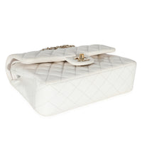 White Quilted Caviar Small Classic Double Flap Handbag