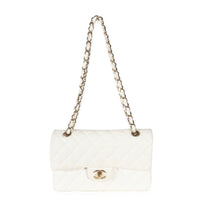 White Quilted Caviar Small Classic Double Flap Handbag