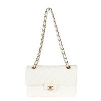 White Quilted Caviar Small Classic Double Flap Bag