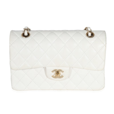 White Quilted Caviar Small Classic Double Flap Handbag