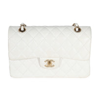 White Quilted Caviar Small Classic Double Flap Handbag