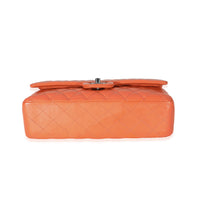 Chanel Orange Quilted Lambskin Medium Classic Double Flap Bag Handbag stamp