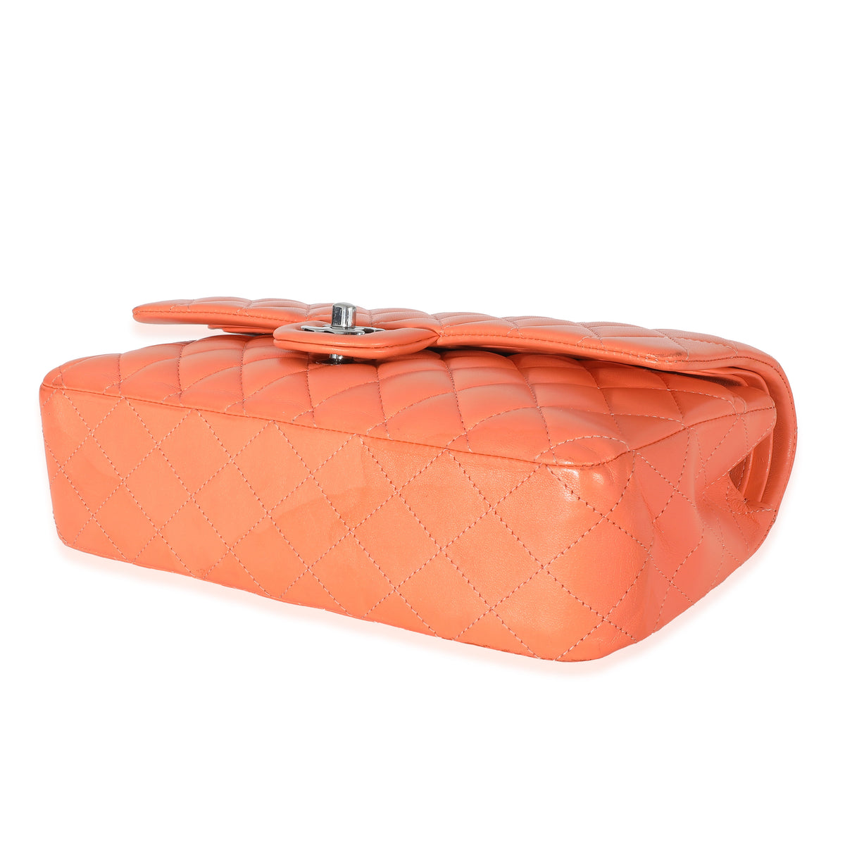 Orange Quilted Lambskin Medium Classic Double Flap Bag