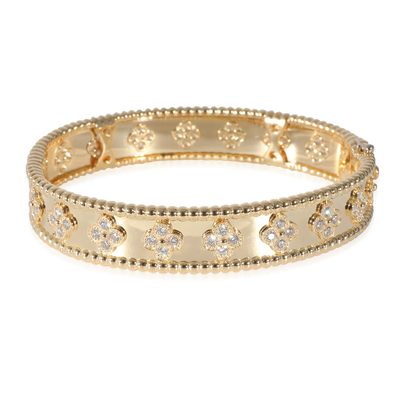 Van Cleef & Arpels Perlee Clover Diamond Bracelet in 18k Yellow Gold 1.61 CTW