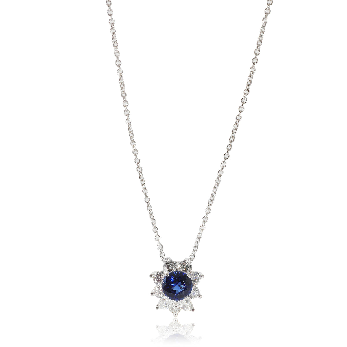 Tiffany & Co. Victoria Sapphire Diamond Pendant in Platinum 0.53 CTW