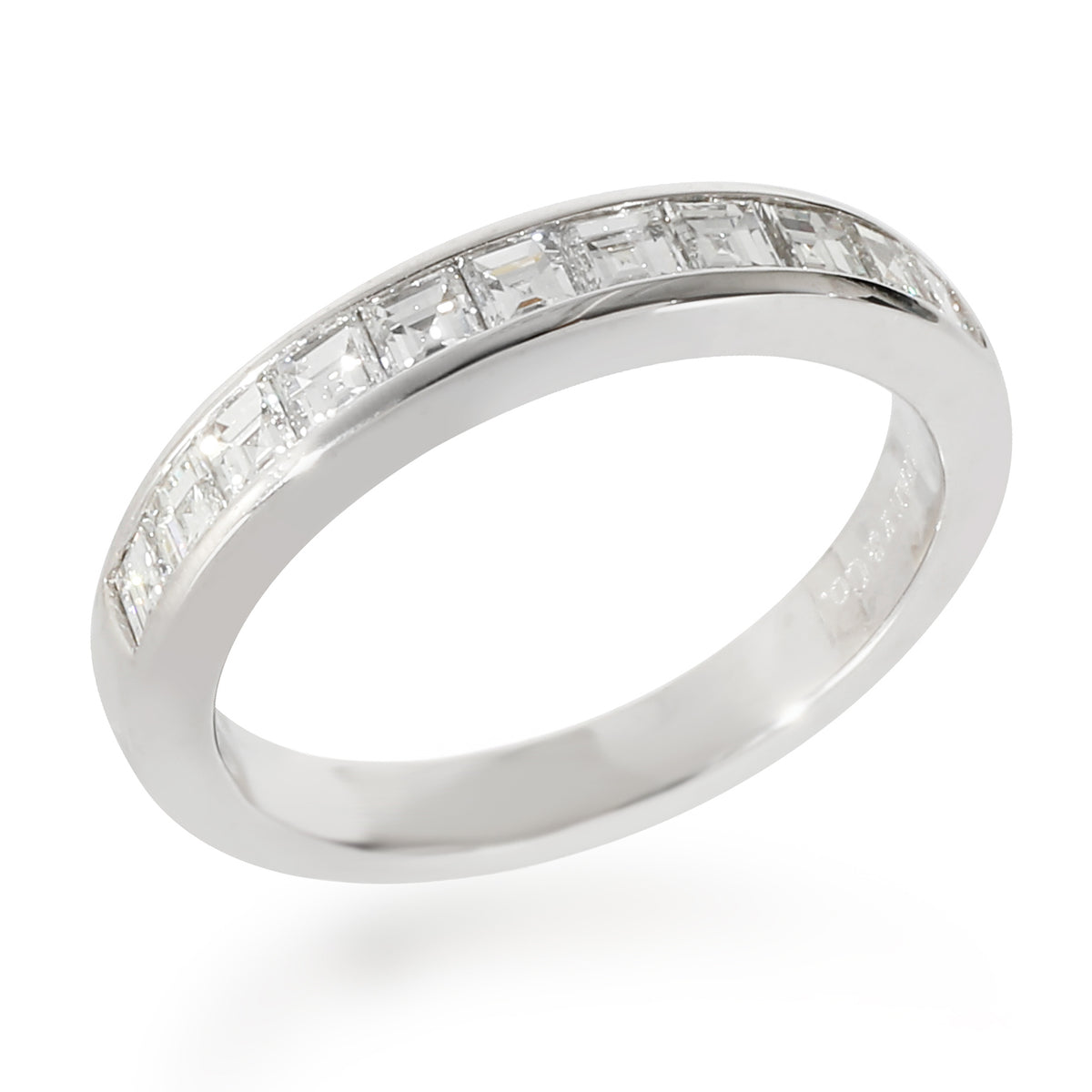 Half Eternity Wedding Band in Platinum 0.71 Ctw Square Diamonds