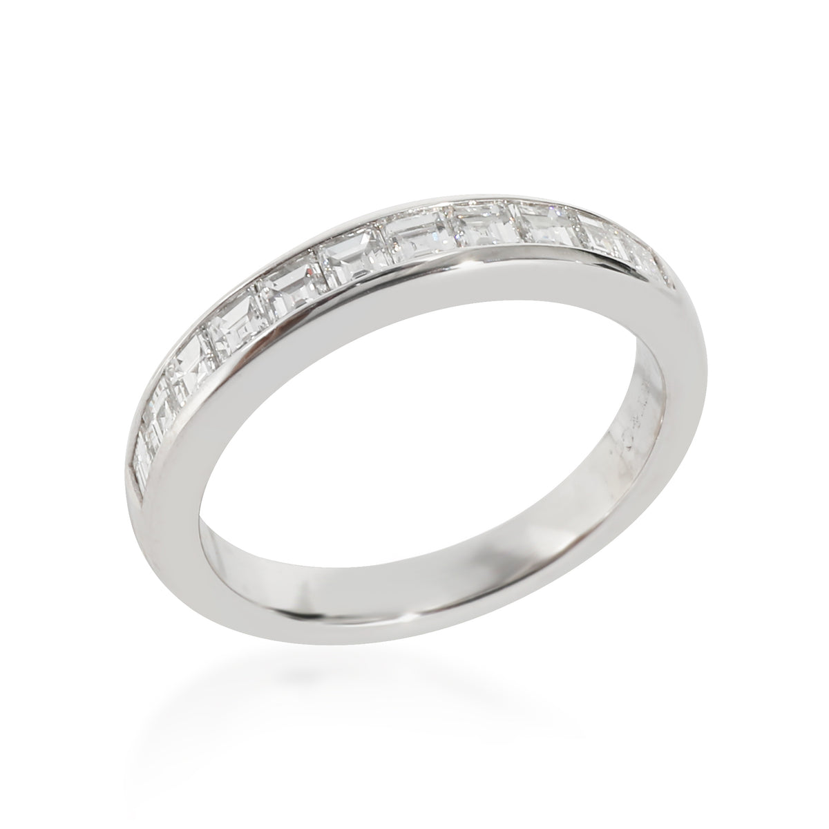 Half Eternity Wedding Band in Platinum 0.71 Ctw Square Diamonds