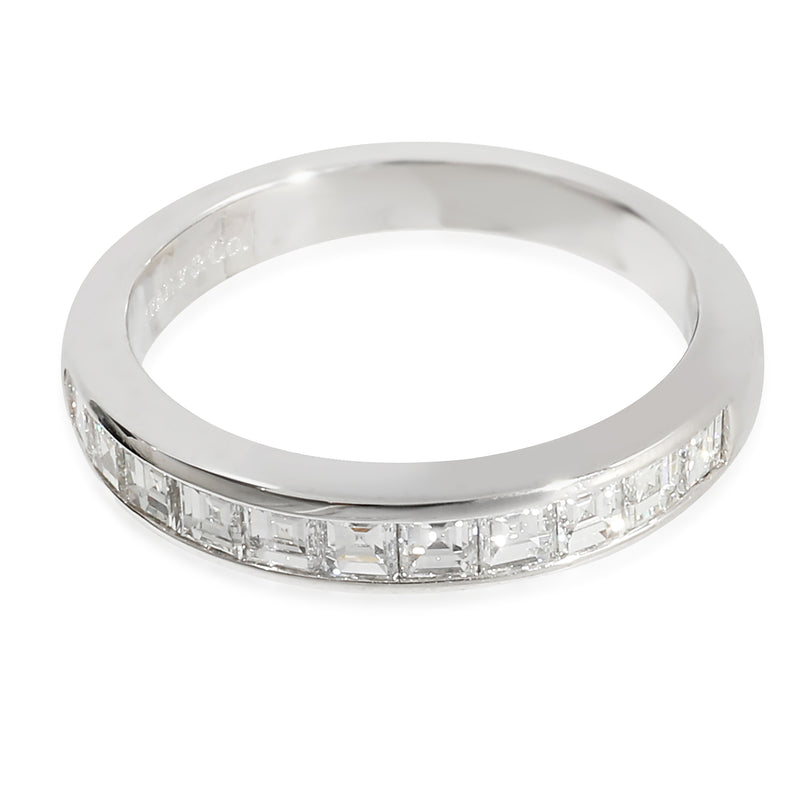 Half Eternity Wedding Band in Platinum 0.71 Ctw Square Diamonds