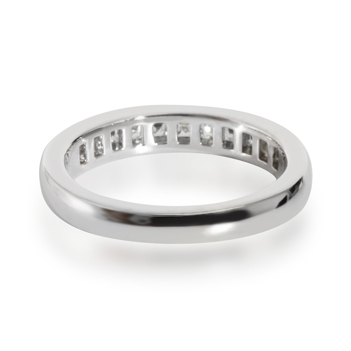 Half Eternity Wedding Band in Platinum 0.71 Ctw Square Diamonds