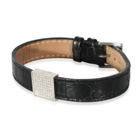 Leather Bracelet in 14K White Gold 0.4 CTW