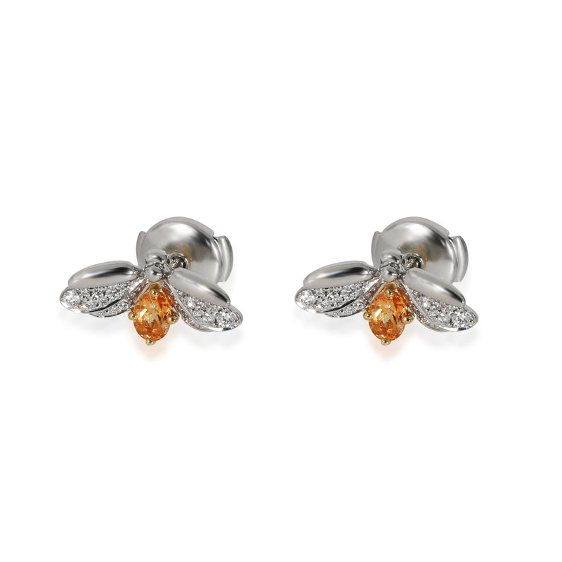 Paper Flowers Diamonds & Spessartine Firefly Earrings in Platinum