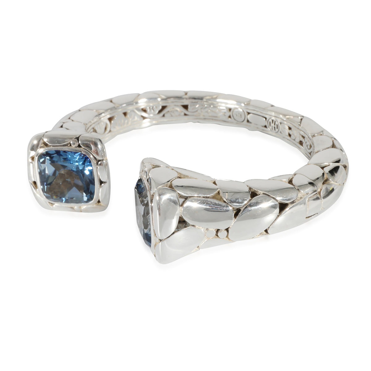 Coated Topaz Batu Kali Hinged Cuff in Sterling Silver