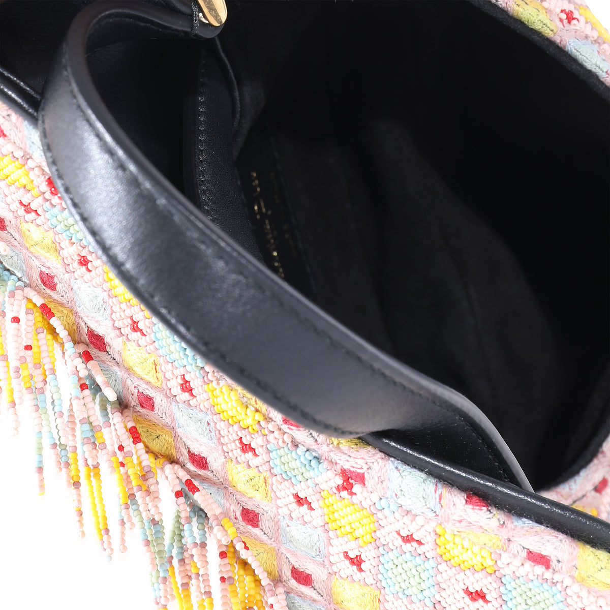 Multicolor Beaded Tassel Micro Saddle Bag