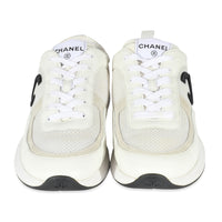 White Mesh and Leather CC Logo Trainer 42