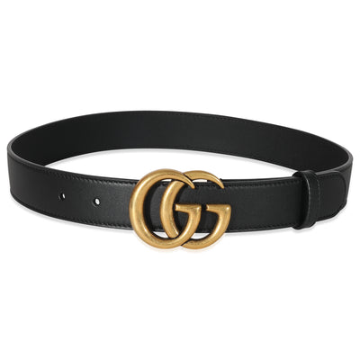 Black Leather Double G Belt 70/28