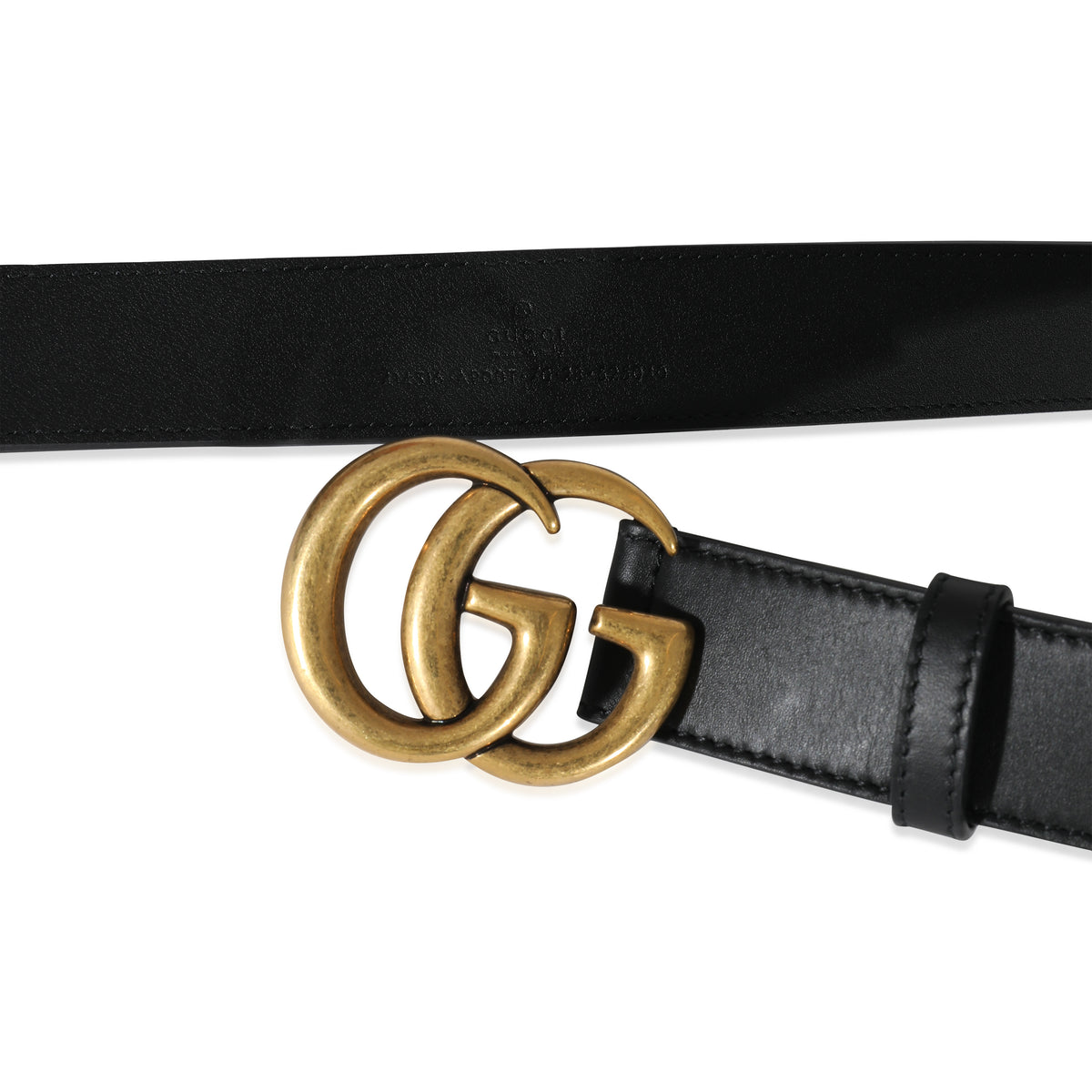 Black Leather Double G Belt 70/28