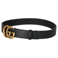 Black Leather Double G Belt 70/28