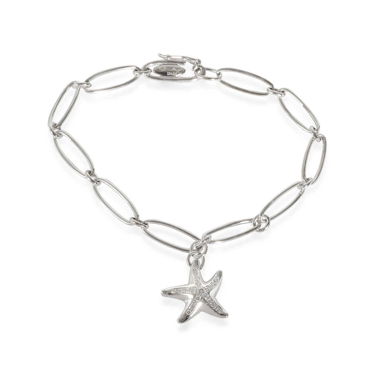 Elsa Peretti Vintage Diamond Starfish Platinum Bracelet 0.13 Ctw