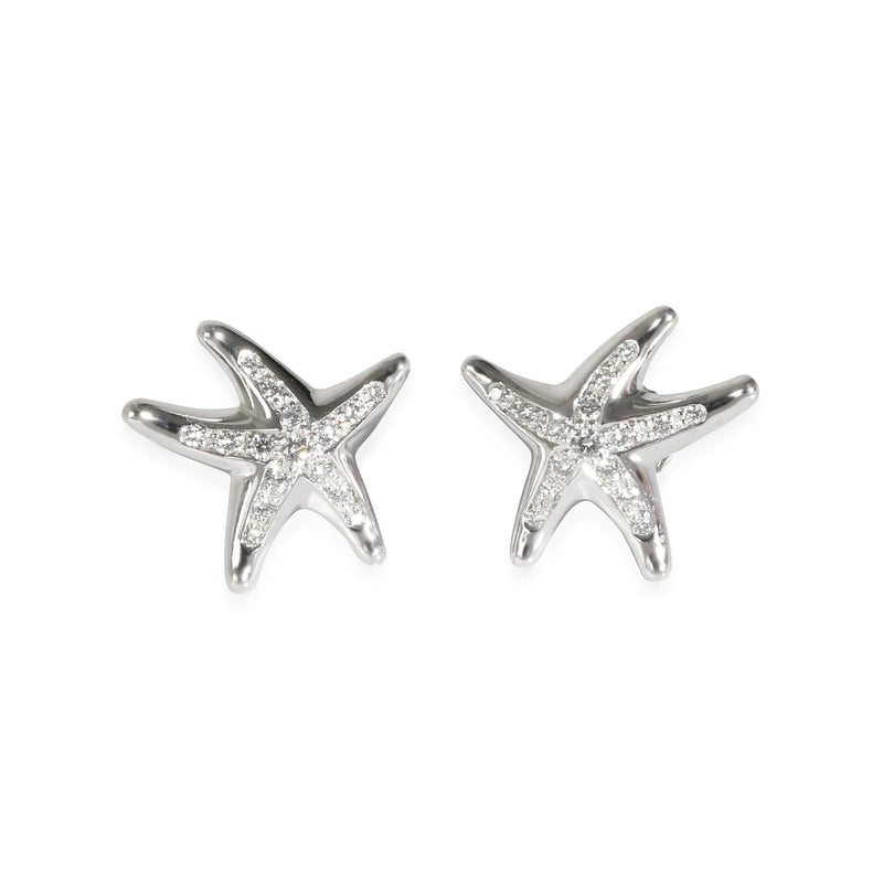 Elsa Peretti Vintage Diamond Starfish Earrings in Platinum 0.3 CTW