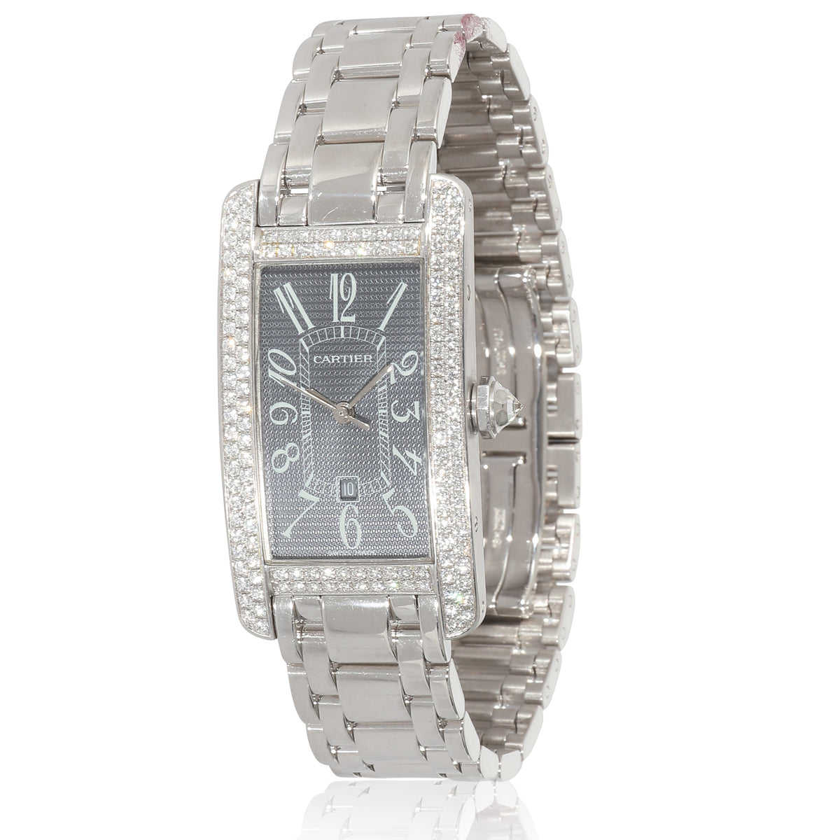 Tank Americaine de Cartier 2490 Womens Watch in 18k White Gold