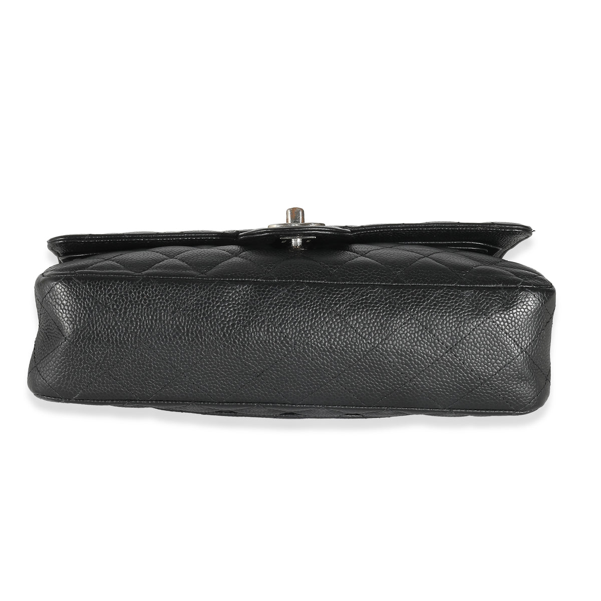 Black Quilted Caviar Medium Classic Double Flap Bag