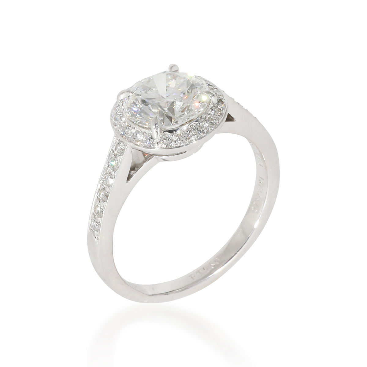 Halo Engagement Ring in Platinum G VVS2 1.66 CTW