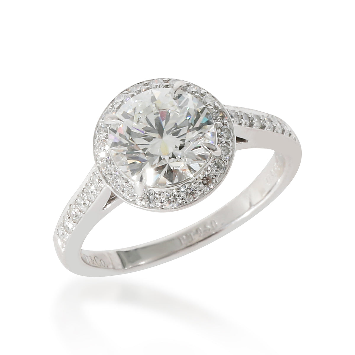 Halo Engagement Ring in Platinum G VVS2 1.66 CTW