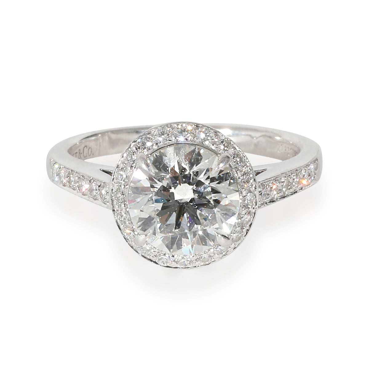 Halo Engagement Ring in Platinum G VVS2 1.66 CTW