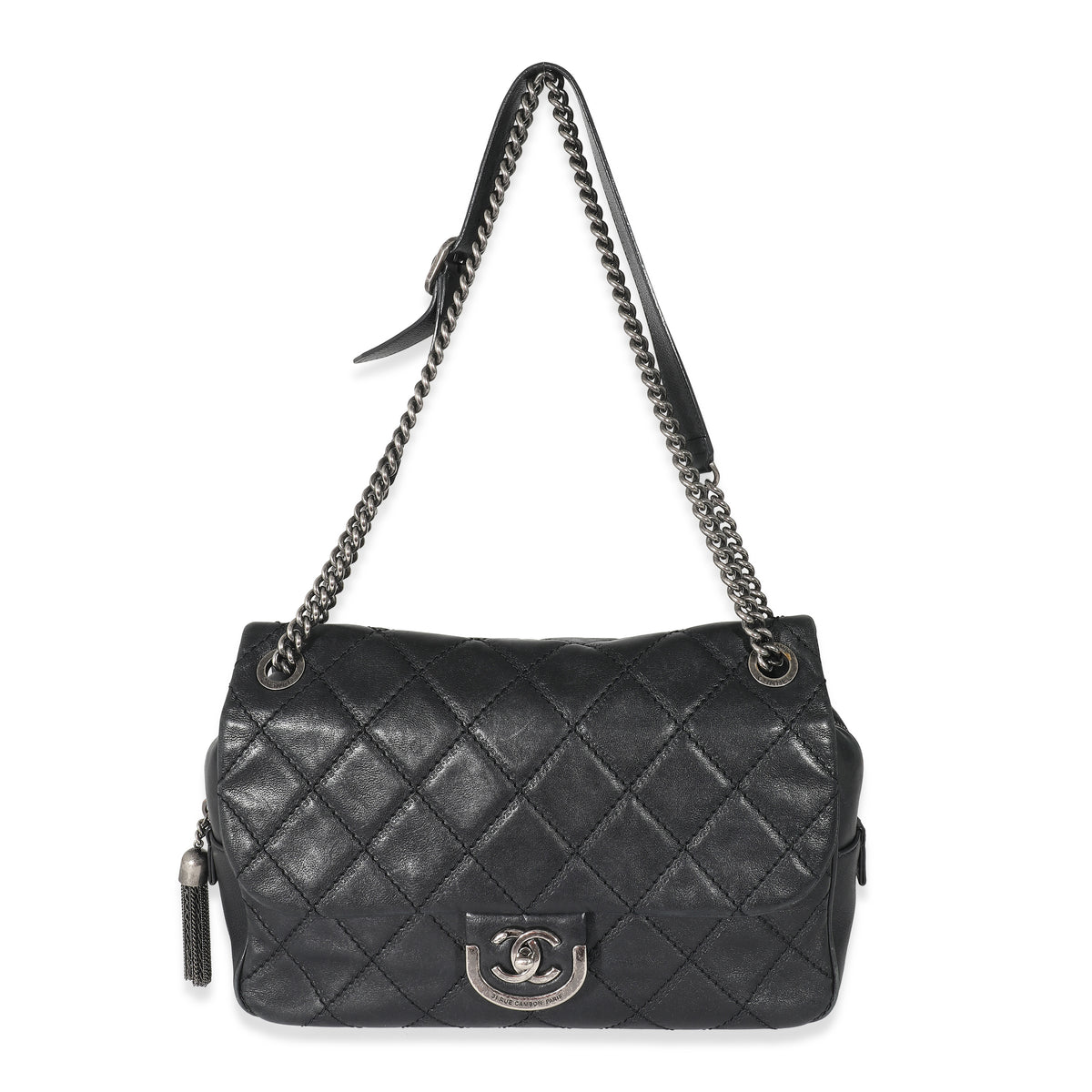 Black Quilted Calfskin Paris Edinburgh Coco Sporran Jumbo Flap Bag