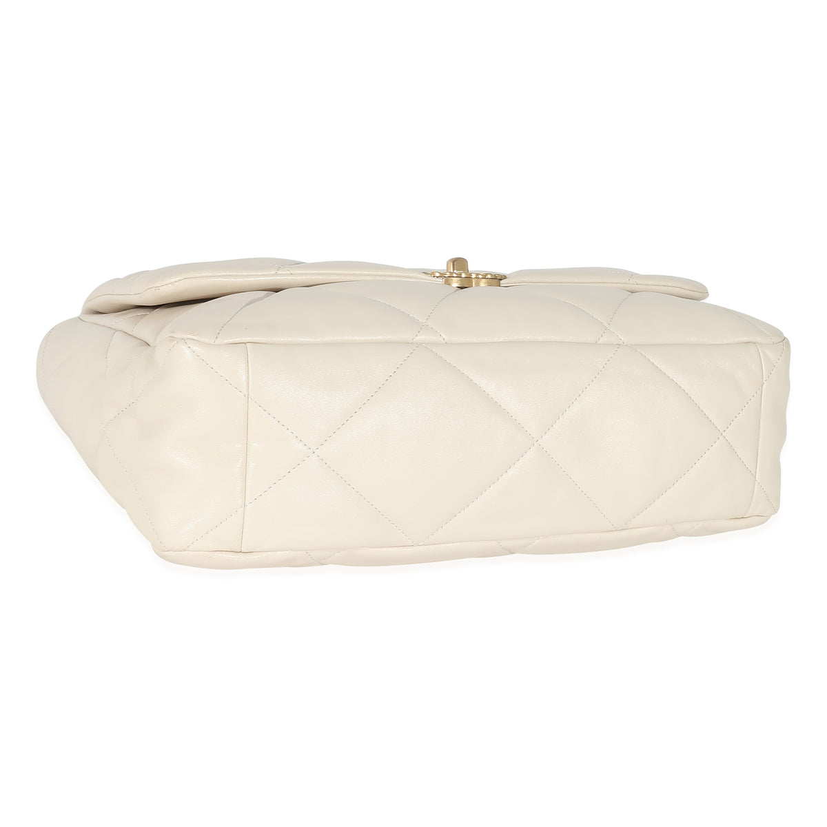 Ivory Shiny Quilted Lambskin Maxi Chanel 19 Flap Bag