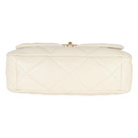 Ivory Shiny Quilted Lambskin Maxi Chanel 19 Flap Bag