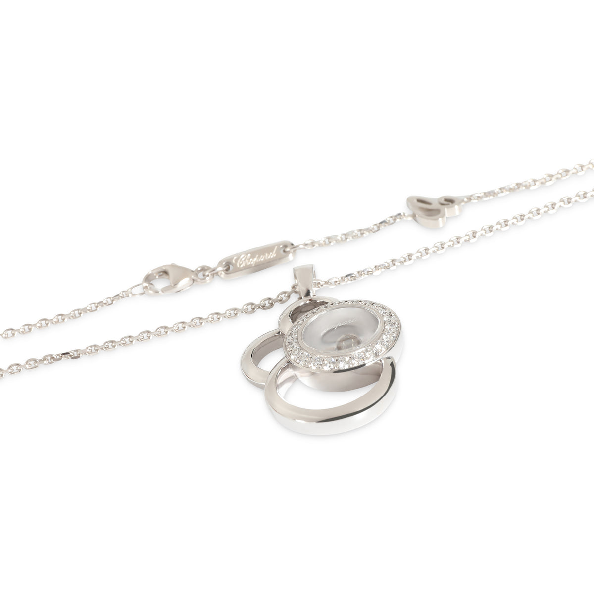 Chopard White Gold Diamond Happy Diamonds Pendant bv