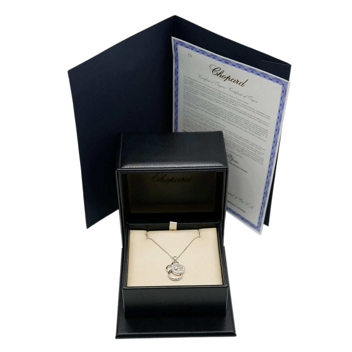 Chopard White Gold Diamond Happy Diamonds Pendant stamp