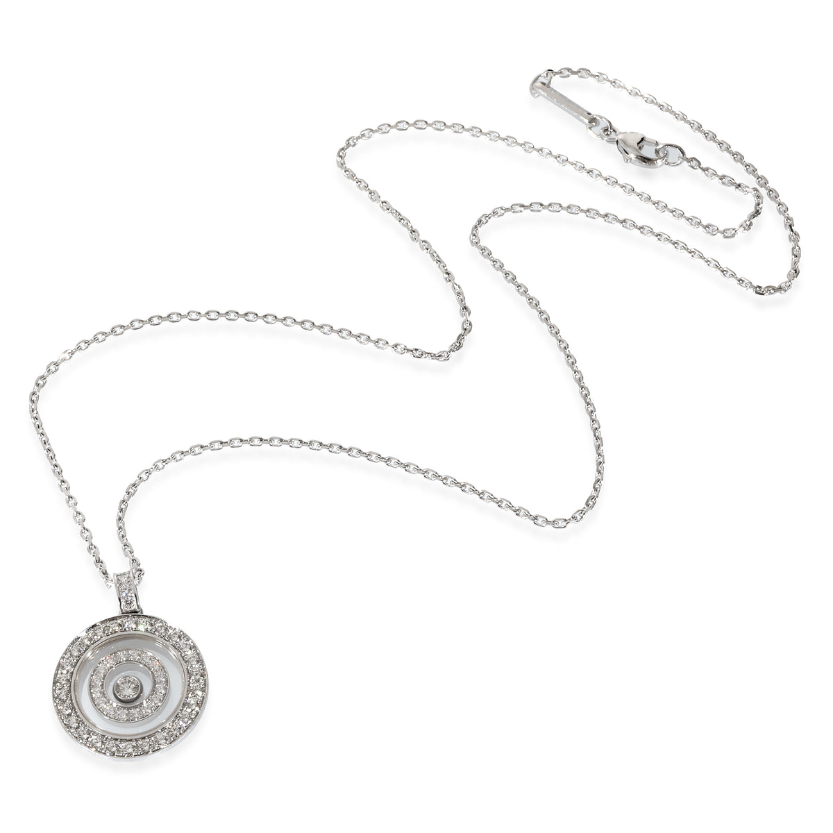 Happy Spirit Circle Diamond Necklace in 18K White Gold 0.72 CTW