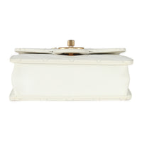 White Quilted Goatskin Vertical Chic Pearls Flap Bag