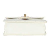 White Quilted Goatskin Vertical Chic Pearls Flap Bag