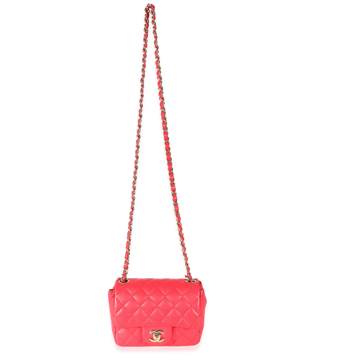 Chanel Dark Pink Quilted Lambskin Mini Square Flap Bag Handbag av
