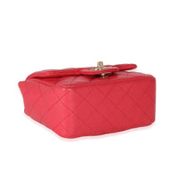 Chanel Dark Pink Quilted Lambskin Mini Square Flap Bag Handbag bv