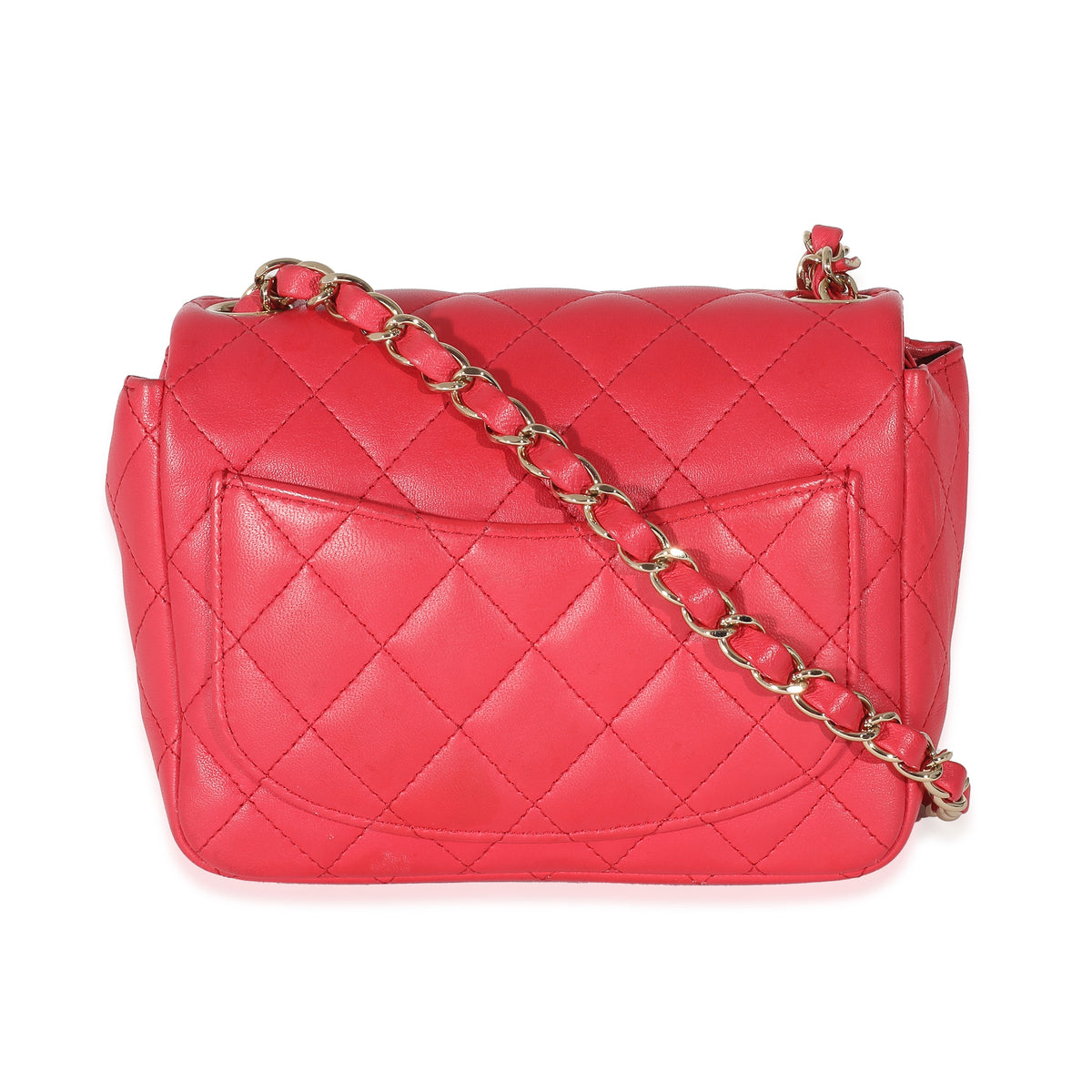 Chanel Dark Pink Quilted Lambskin Mini Square Flap Bag Handbag stamp