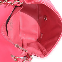 Dark Pink Quilted Lambskin Mini Square Flap Bag