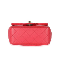 Dark Pink Quilted Lambskin Mini Square Flap Bag